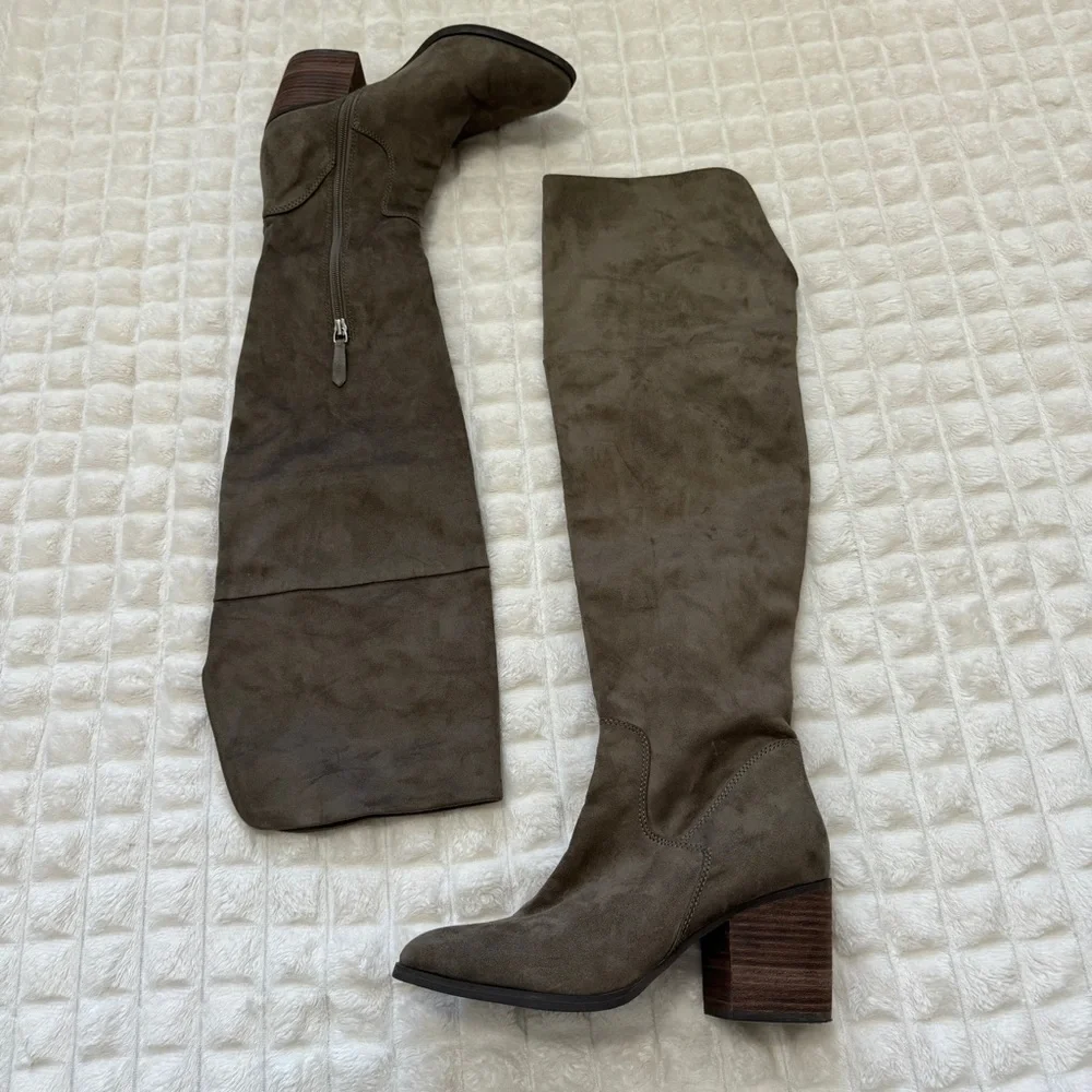 Banana Republic 8 Green Suede Over the Knee‎ Boots ~ Boho Festival Western